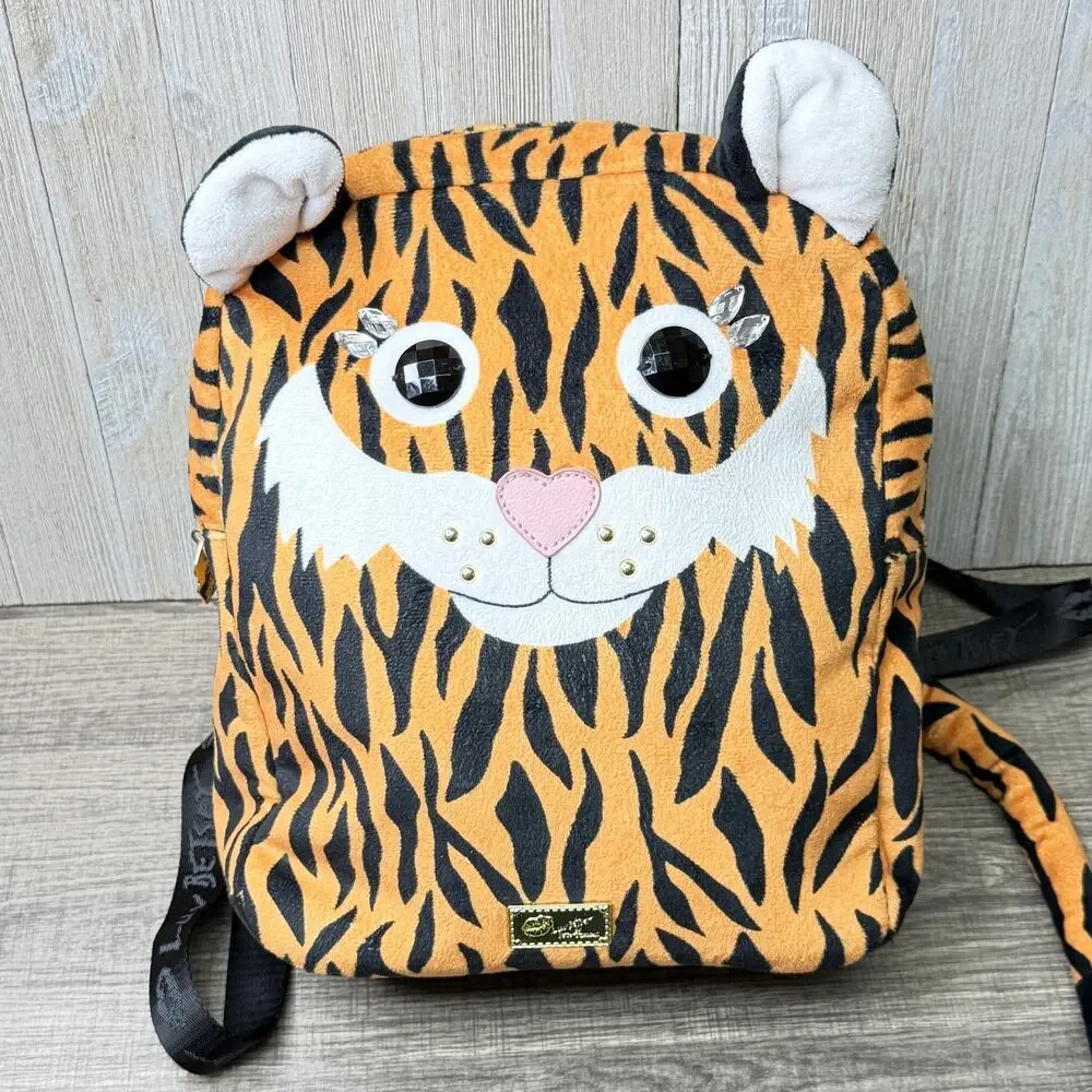 Luv Betsey Betsey Johnson Plush Tiger Face Backpack Rhinestone Ears